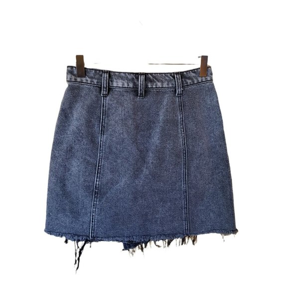 Free People Womens Parker Sulfur Black Denim Mini Frayed Hem Wrap Skirt Size 25 - Picture 6 of 11